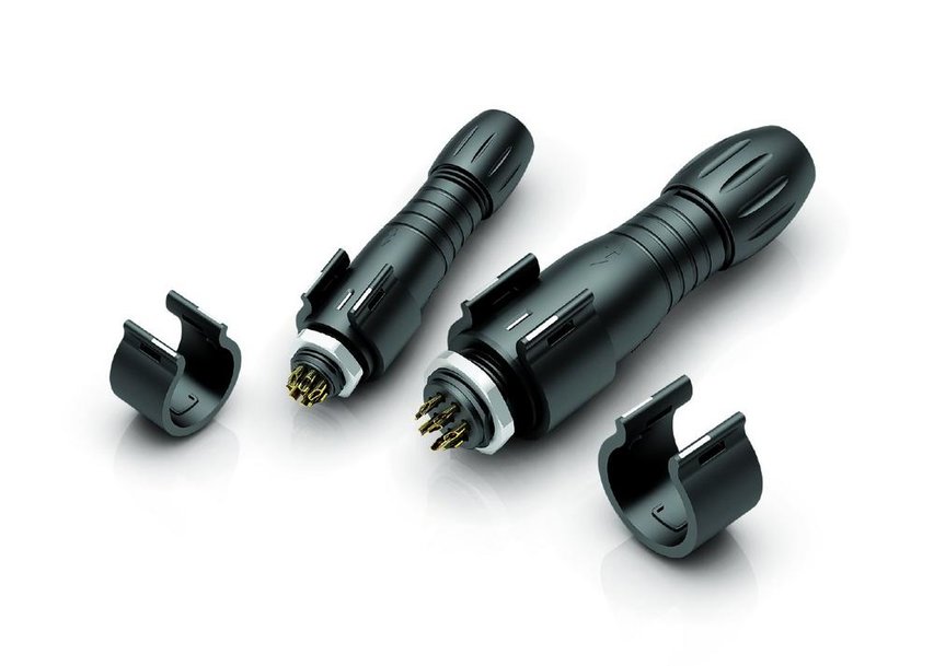 Locking clips for 620 and 720 Series connectors - binder adds extra security for its snap-in circular connectors